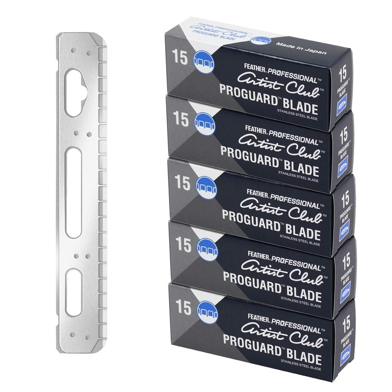 Feather Artist Club ProGuard Razor Blades - (5 Pack of 15) - Single Straight Edge Razor Blades with Guard Refills for Shaving - For Men & Barbers - Image 1